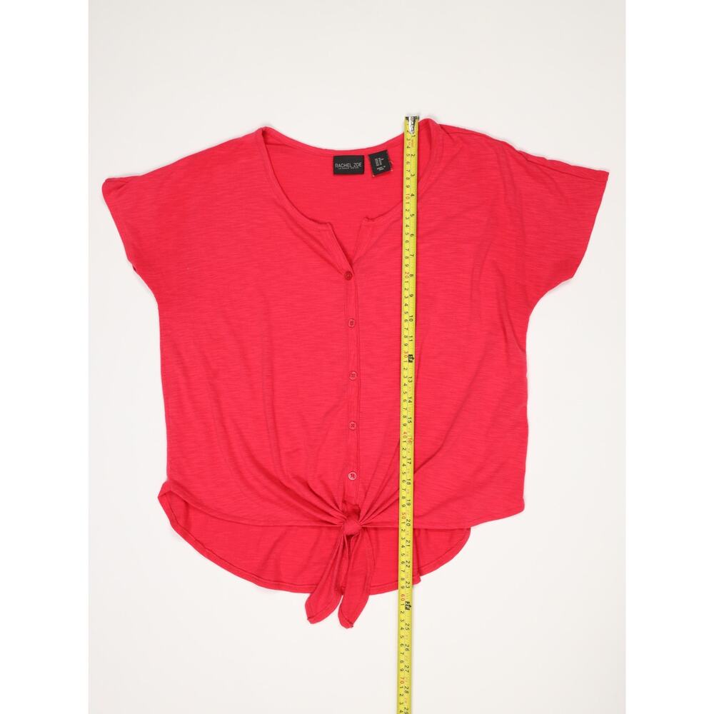 Rachel Zoe Tie Front Top Red Coral Button Front Lightweight Summer Vacation- M - Picture 11 of 12